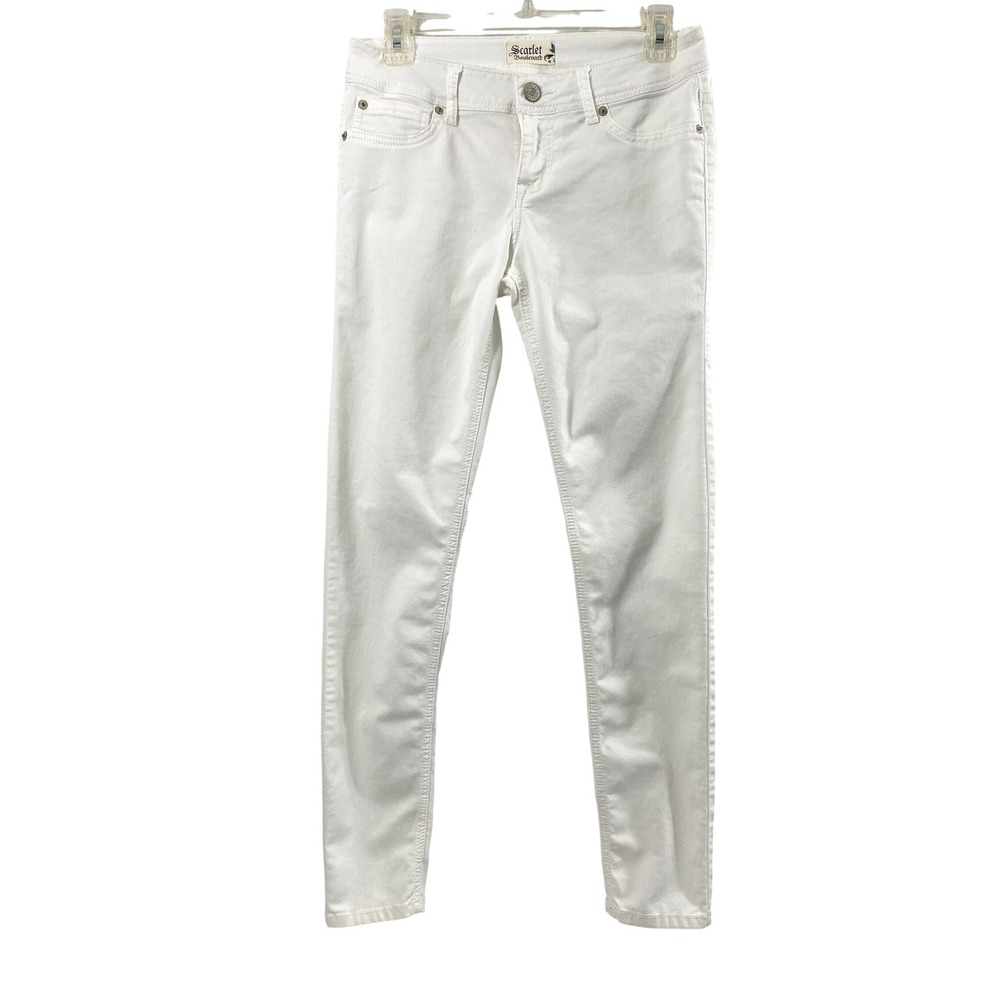 Scarlet Boulevard White Jeans Womens 27 Low Rise Lightweight Cotton Blend  Pants